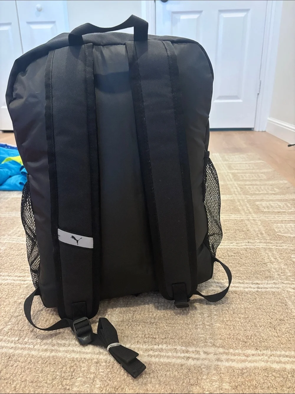 Puma Black Backpack with Blue and White Patch Details (unisex)
